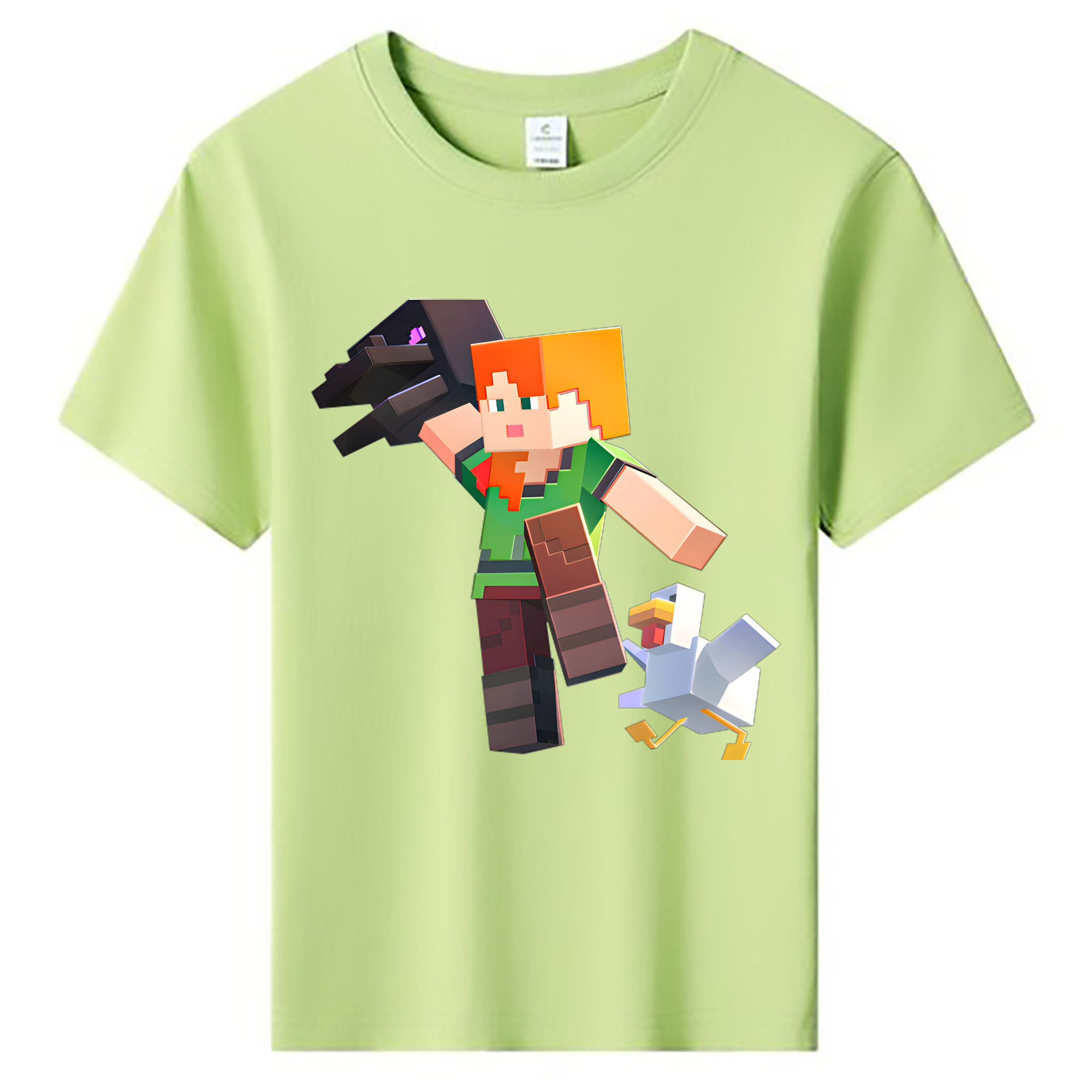 （画像用） マインクラフト ブロックの世界 Minecraft MC Block world 綿100％キッズTシャツ（フロントプリント）